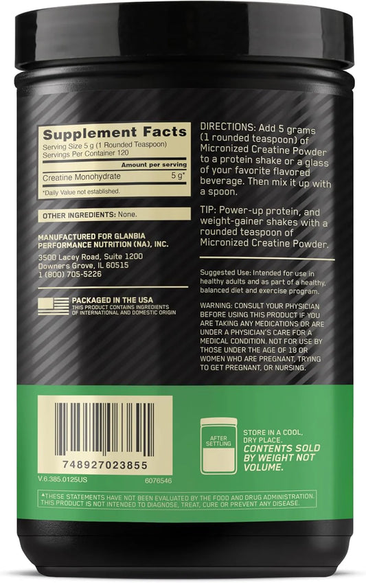 Créatine monohydrate micronisée Optimum Nutrition 300g