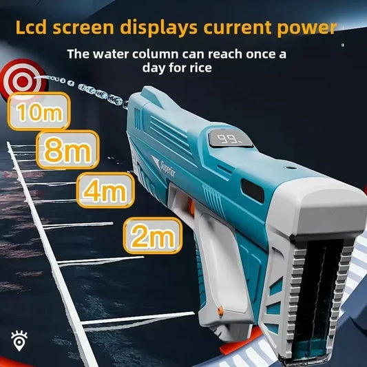 Pistolet à eau électrique Spyrago bleu avec écran LED