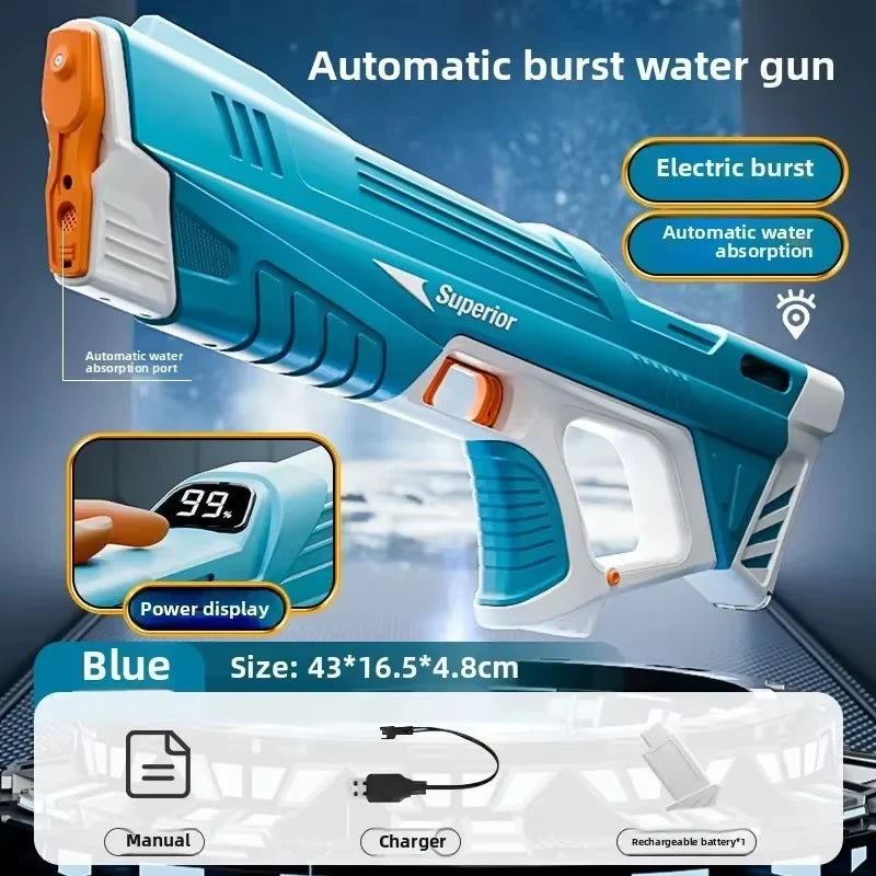 Pistolet à eau électrique Spyrago bleu avec écran LED